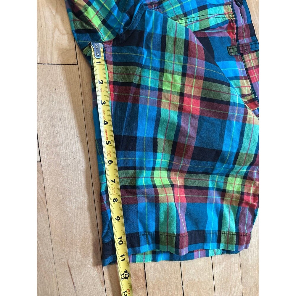 Volcom vtg y2k rainbow plaid shorts Bermuda casual skater streetwear 30 31 surf - Picture 8 of 8